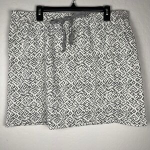 NWT LOFT Skort Gray White Diamond Print Elastic Waist Casual‎ Skirt XL